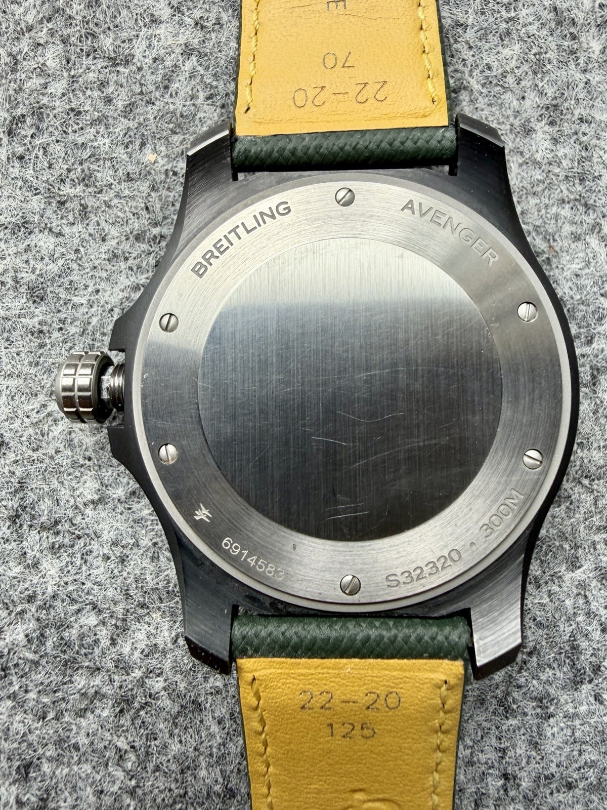 Breitling Avenger Automatic GMT 44mm Black Dial Green Leather Strap 300m
