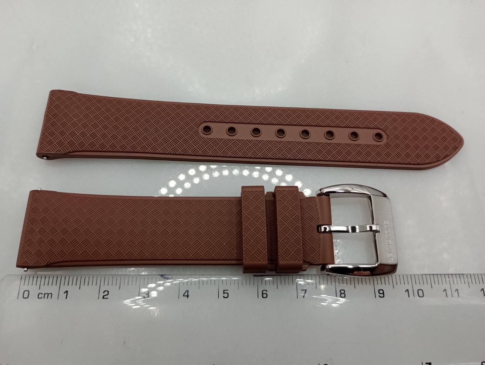 New 20mm Watchgecko Zuludiver HNBR Rubber Watch Strap Brown Quick Release 6B428