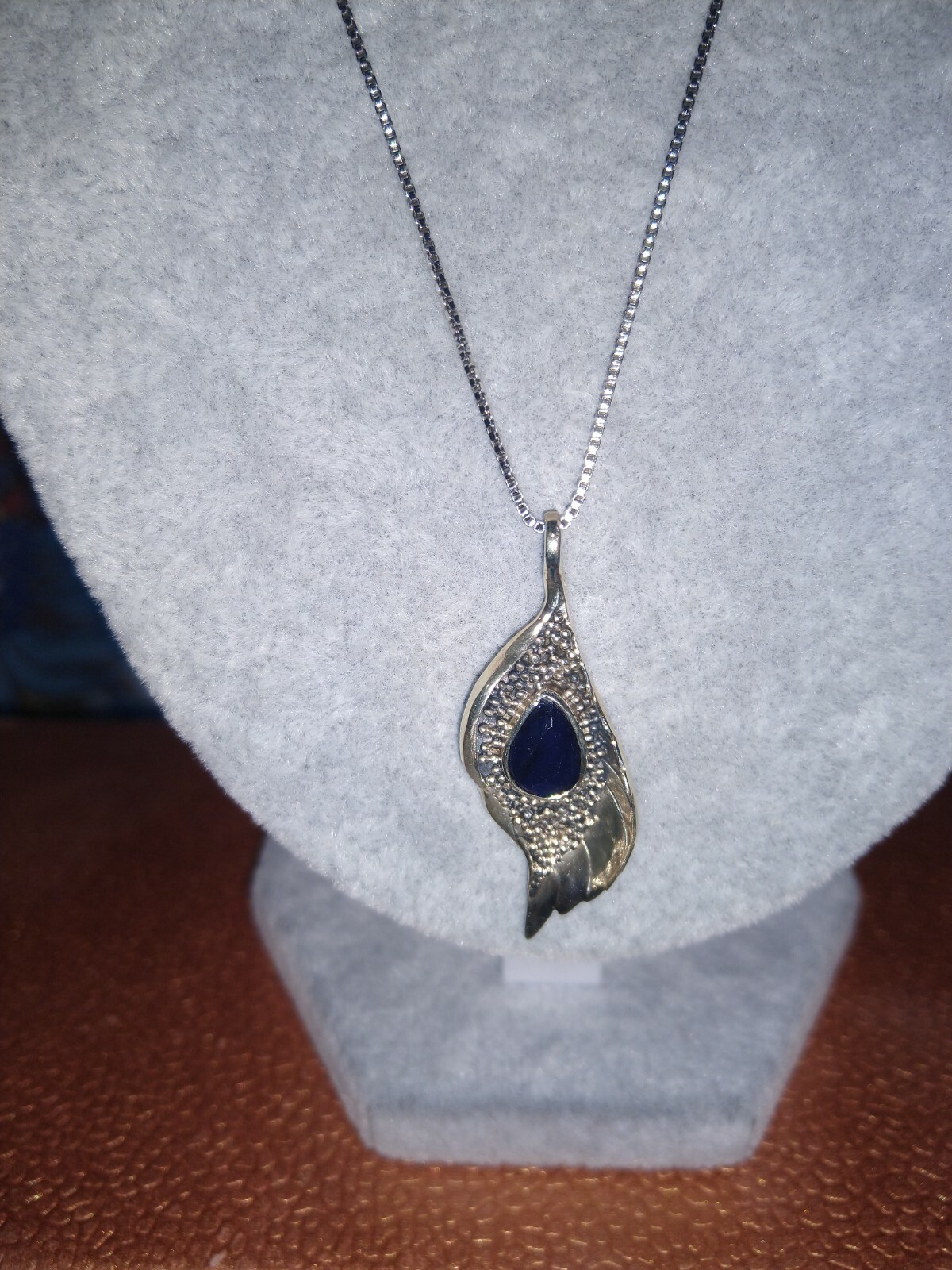 BALI LEGACY Diffused Blue Sapphire Pendant/Sterling Silver Hand Made  2.28 ctw