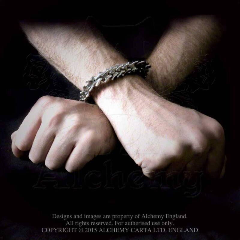 Alchemy Gothic Vertebrae Pewter Bracelet Metal Spine Bone Links Chain Punk A29