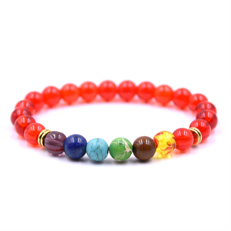 7 Chakras Lava Stone Bead Bracelet Elastic Natural Stone Yoga Essential Oil Diff