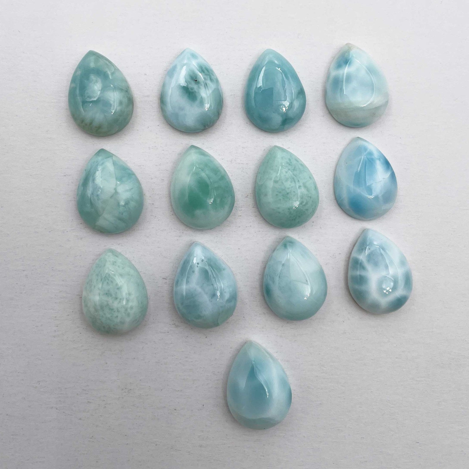 Natural Larimar Pear Cabochon Loose Gemstone Lot 11 Pcs 12*16 MM 105 CT