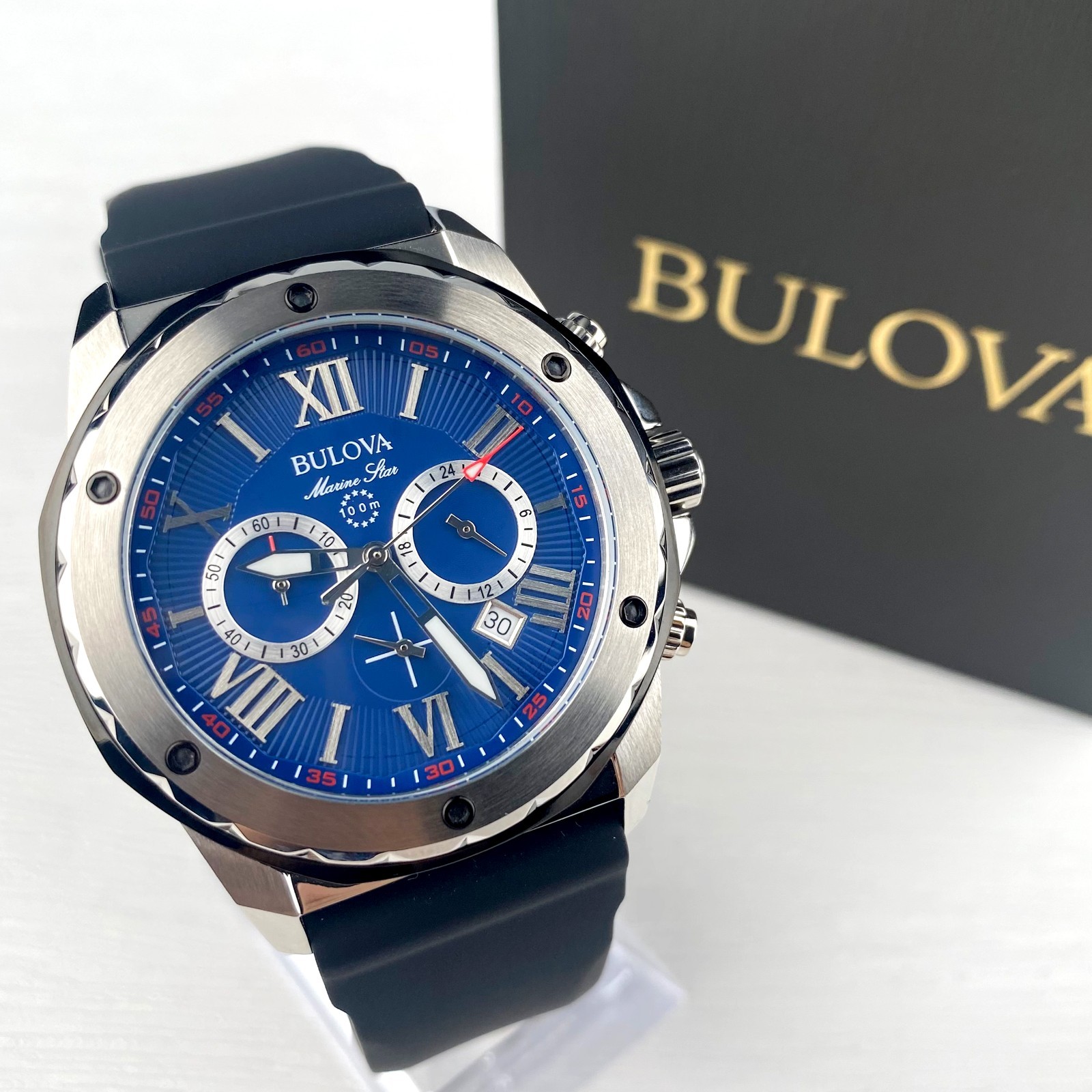 Bulova Marine Star 98B258 Men’s Watch 44MM Blue Dial Quartz Men’s Watch