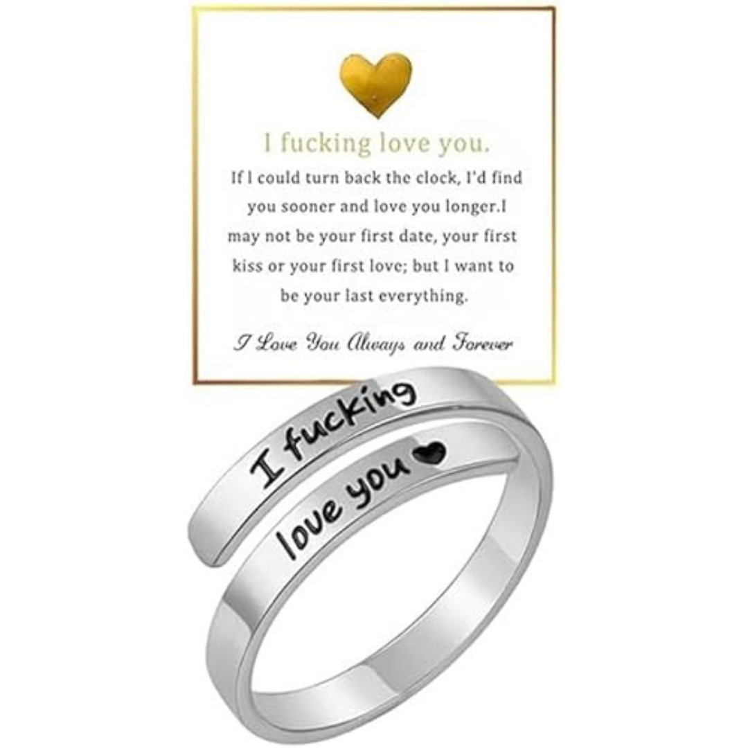 I F♡Cking Love You Ring for Women, Hope Rings Adjustable Stainless Steel