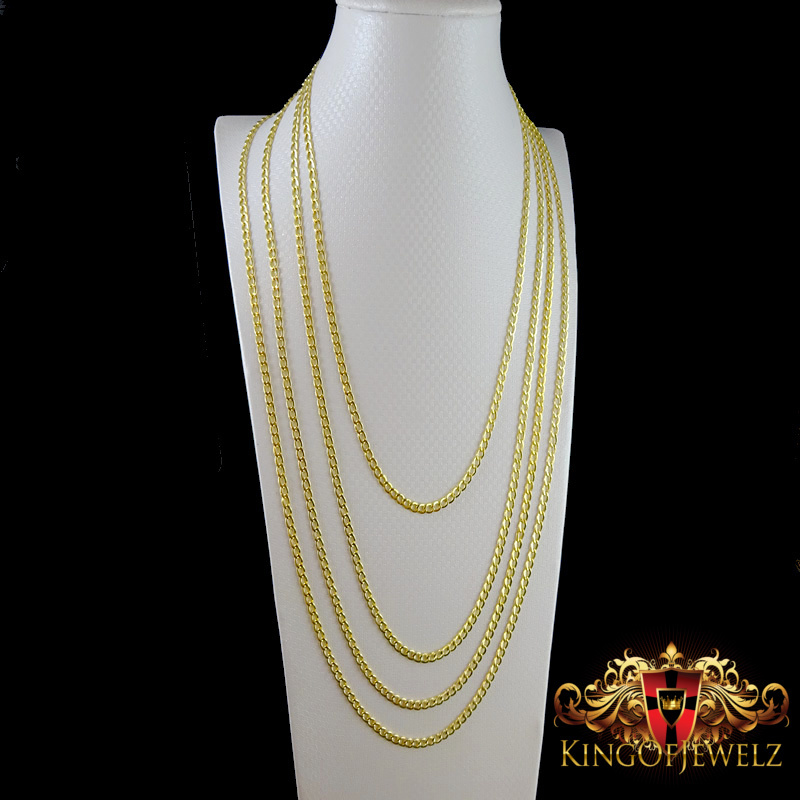 MEN LADIES 10K YELLOW GOLD MIAMI CUBAN CURB LINK CHAIN NECKLACE 3 MM 16~24 INCH