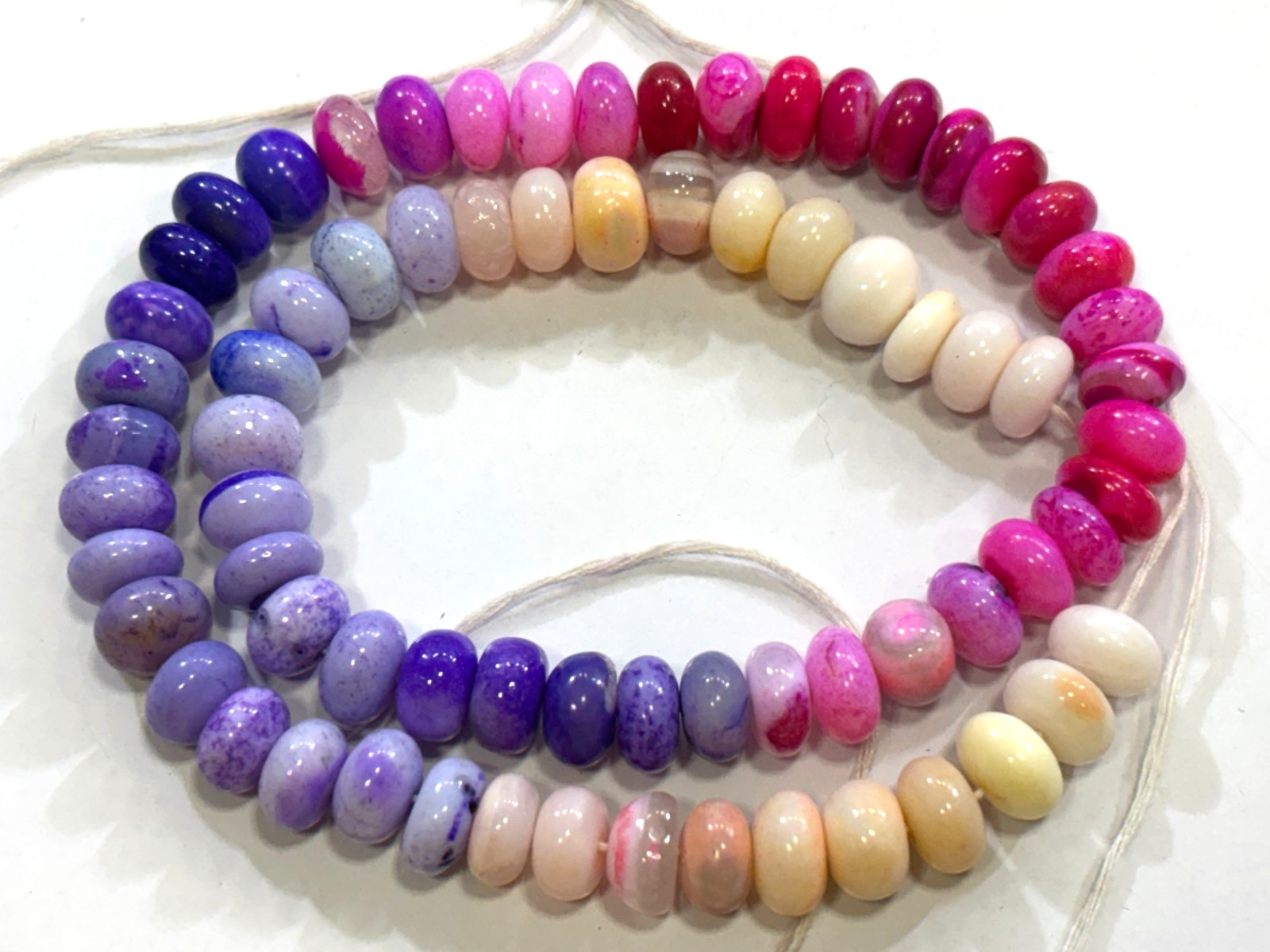MULTI OPAL BEADS ROUNDELLE 9-10MM SMOOTH GEMSTONE 16 INCH NECKLACE