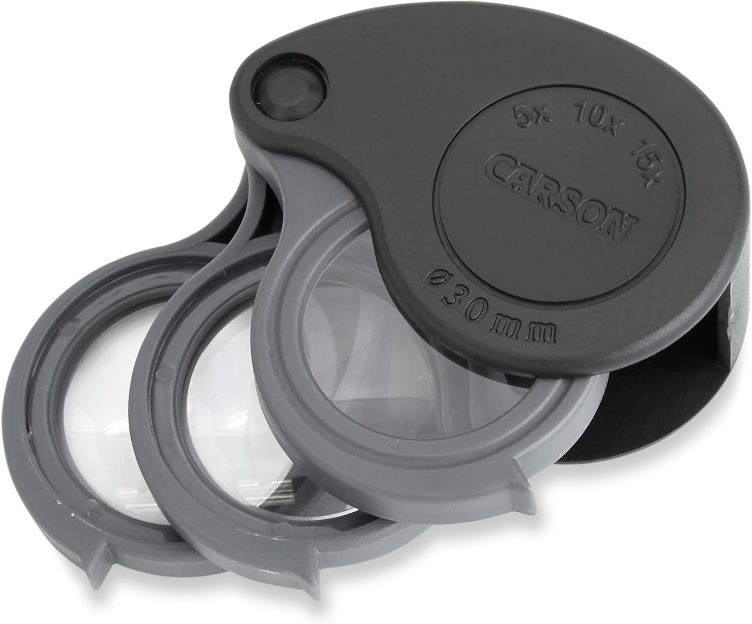TriView 5x/10x/15x Folding Loupe Magnifier with Built-in Case, 3-in-1 Portabl…