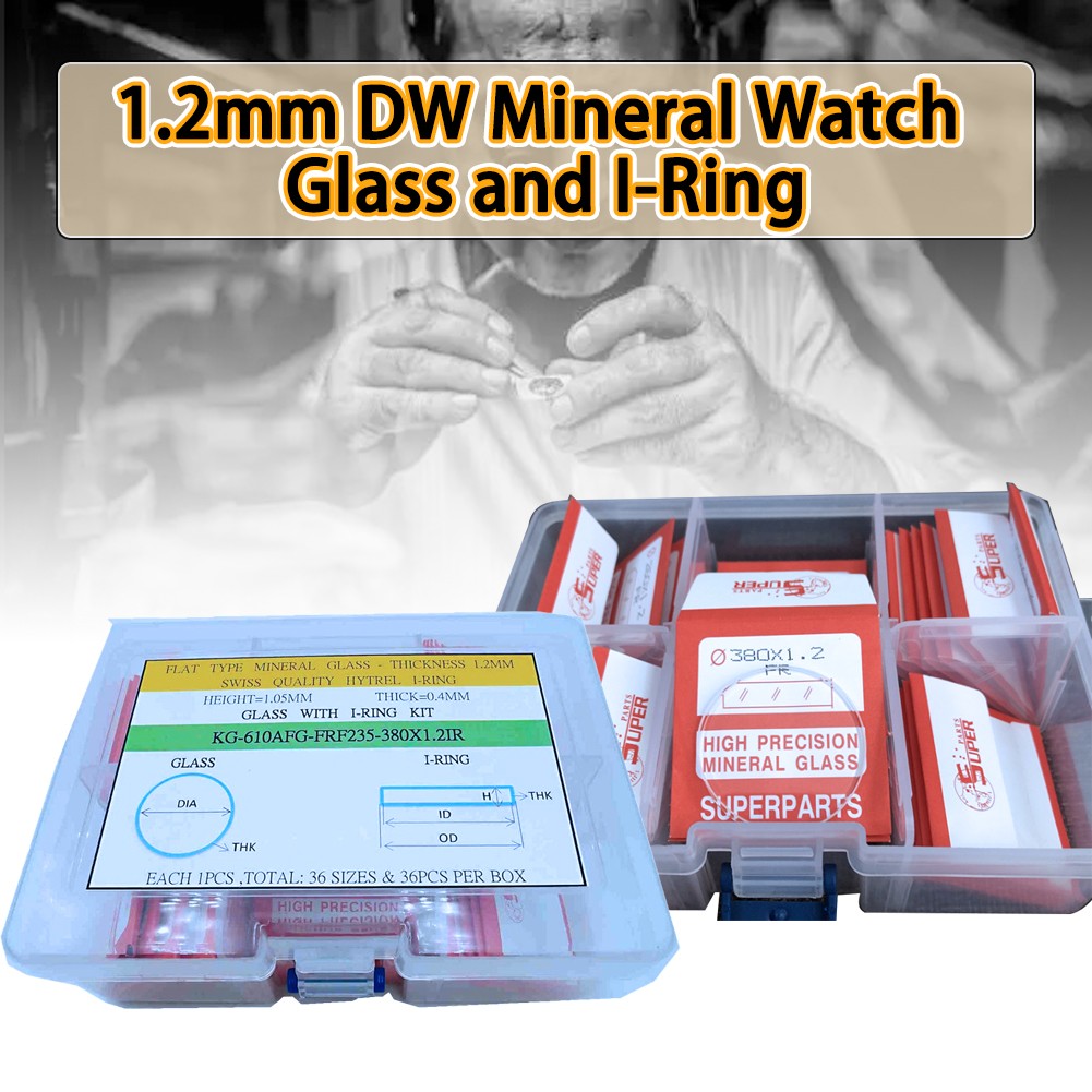 1 Set Quality Watch Glass Mineral Crystal Face Flat Round 1.2mm Ø 23.5mm to 38mm
