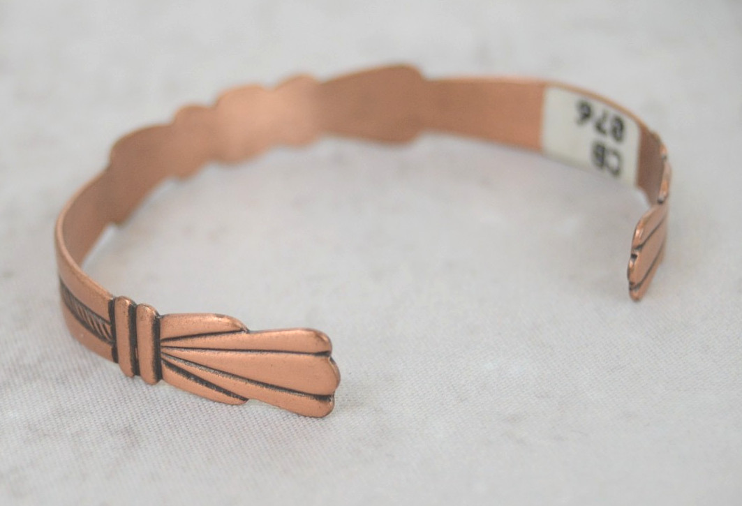 Southwestern Signed Copper Cuff Bracelet Vintage WM Wheeler Manufacturing