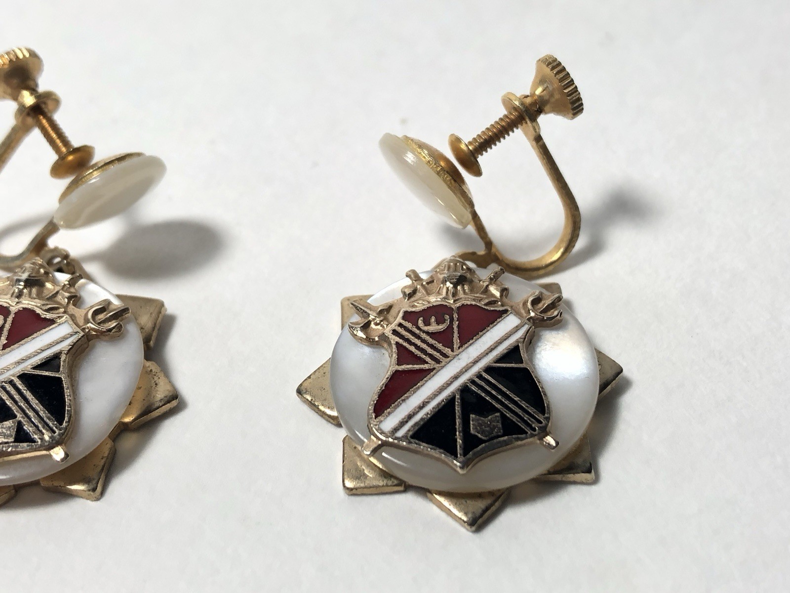 Vintage Medieval Coat Of Arms Earrings Crossed Swords