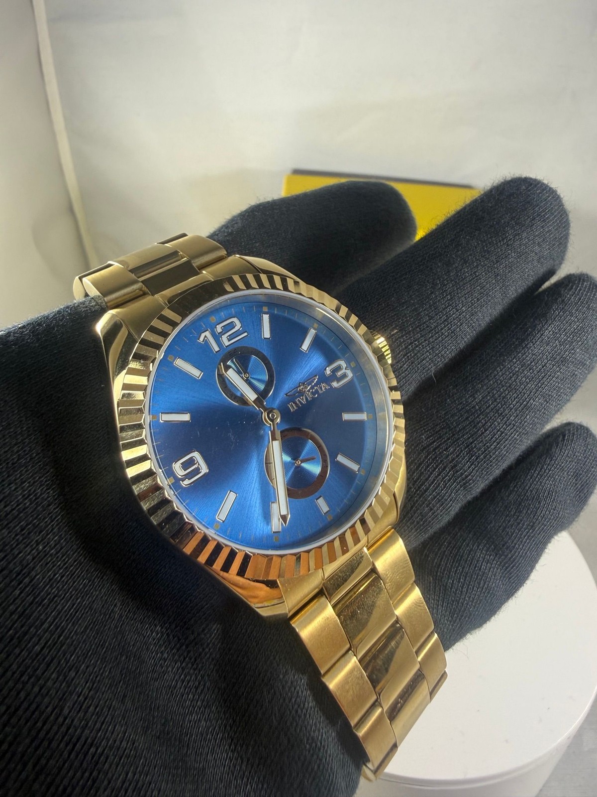 Invicta Gold-Tone Watch with Blue Dial