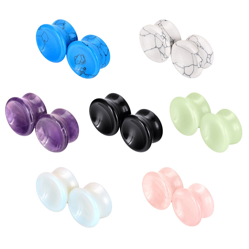 1PAIR Organic Saddle Ear Gauges Stone Ear Plugs Flesh Tunnels Stretcher Piercing