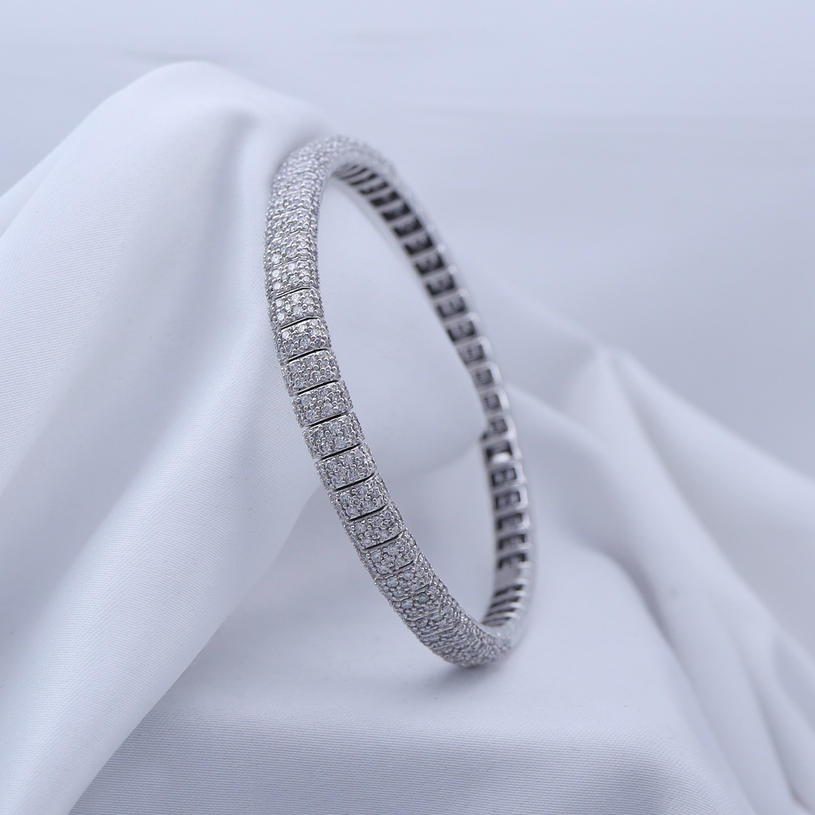 2.60 Ct Round Lab Grown Diamond Stretch Bracelet 7″ 14K White Gold