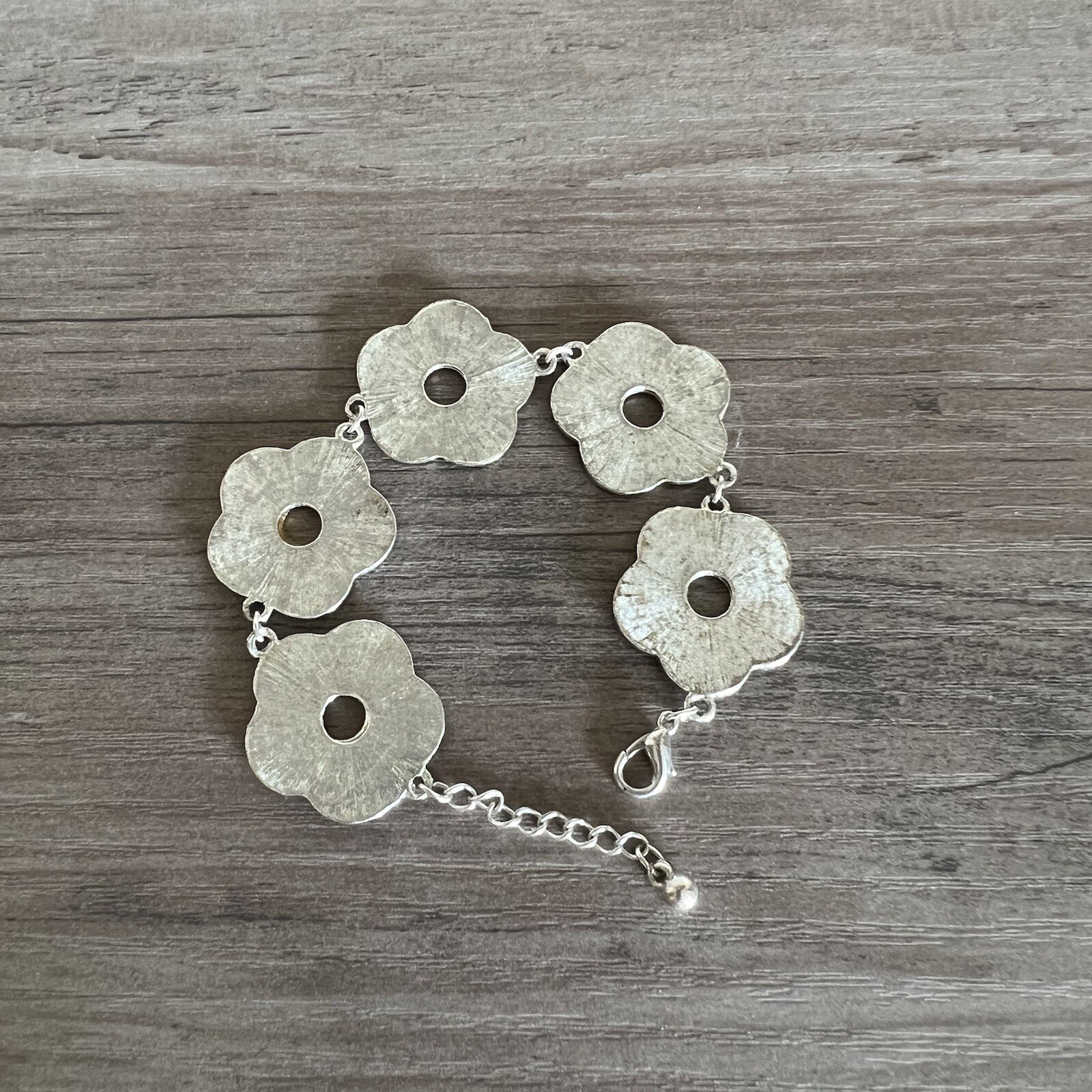 Vintage Retro Flower Bracelet Metal Black Cream Yellow Adjustable Y2K Costume