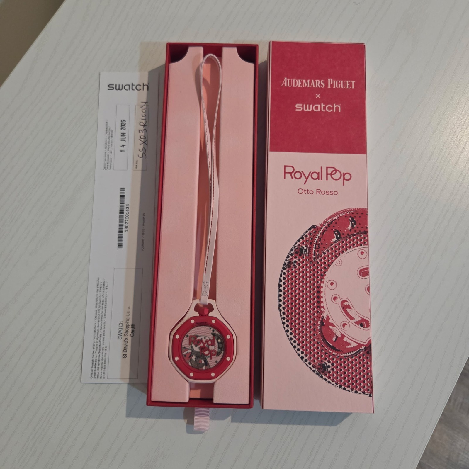Audemars Piguet x Swatch Royal Pop Otto Rosso Pink Bioceramic Quartz Pocketwatch