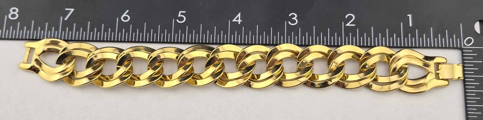 Chunky Vintage Monet Double Oval Link Chain Bracelet 7″ Gold Plated