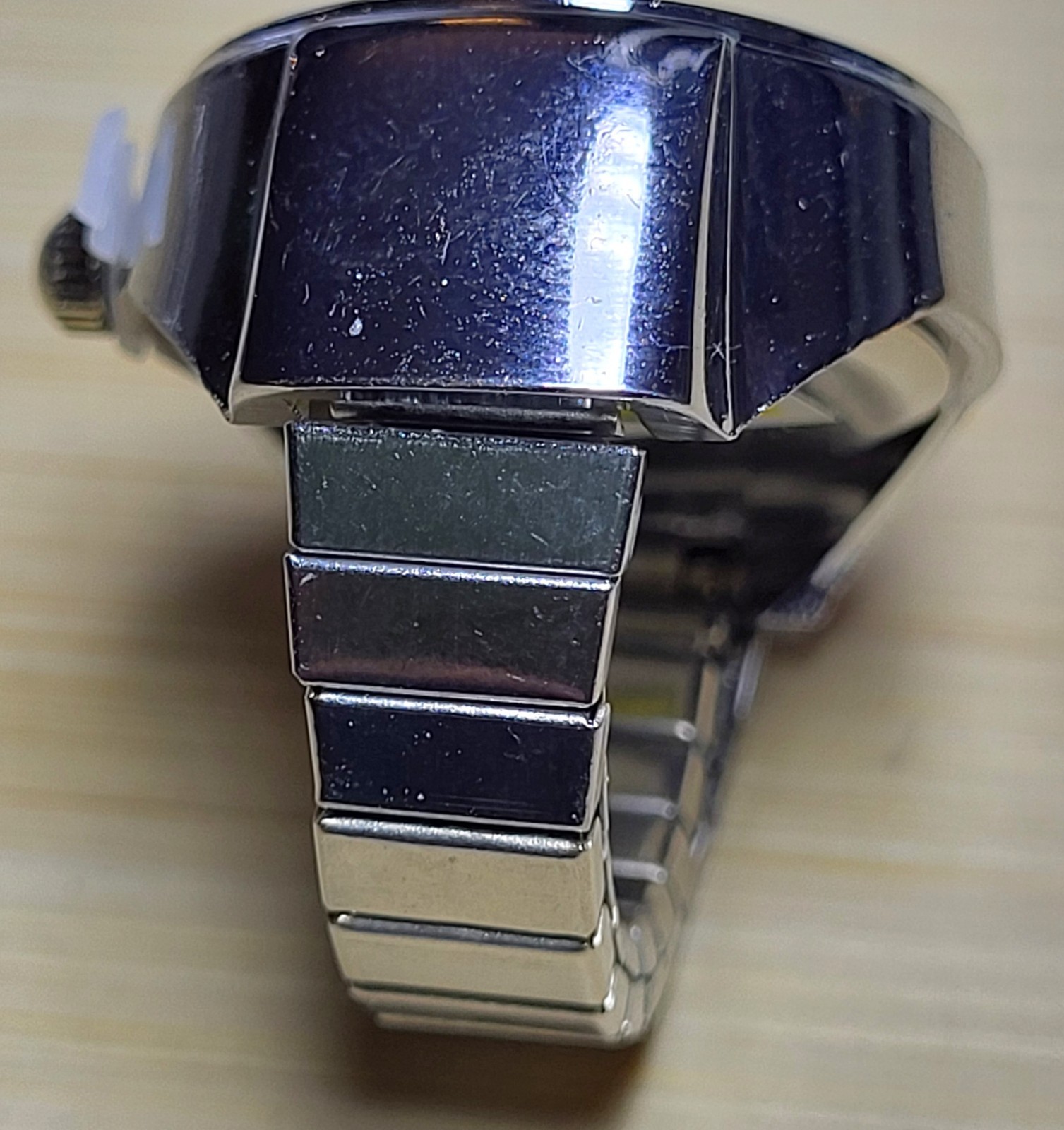 Blue Face Stretch Watch Ring Starting Size 6.25 To Over Size 10 New WORKS