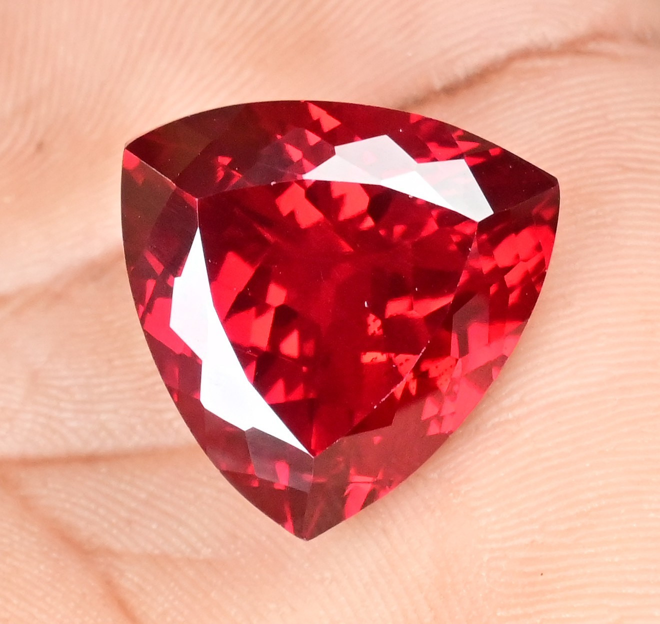 40.55 Ct Natural Mozambique Blood Red Ruby Trillion Certified Flawless Gemstone