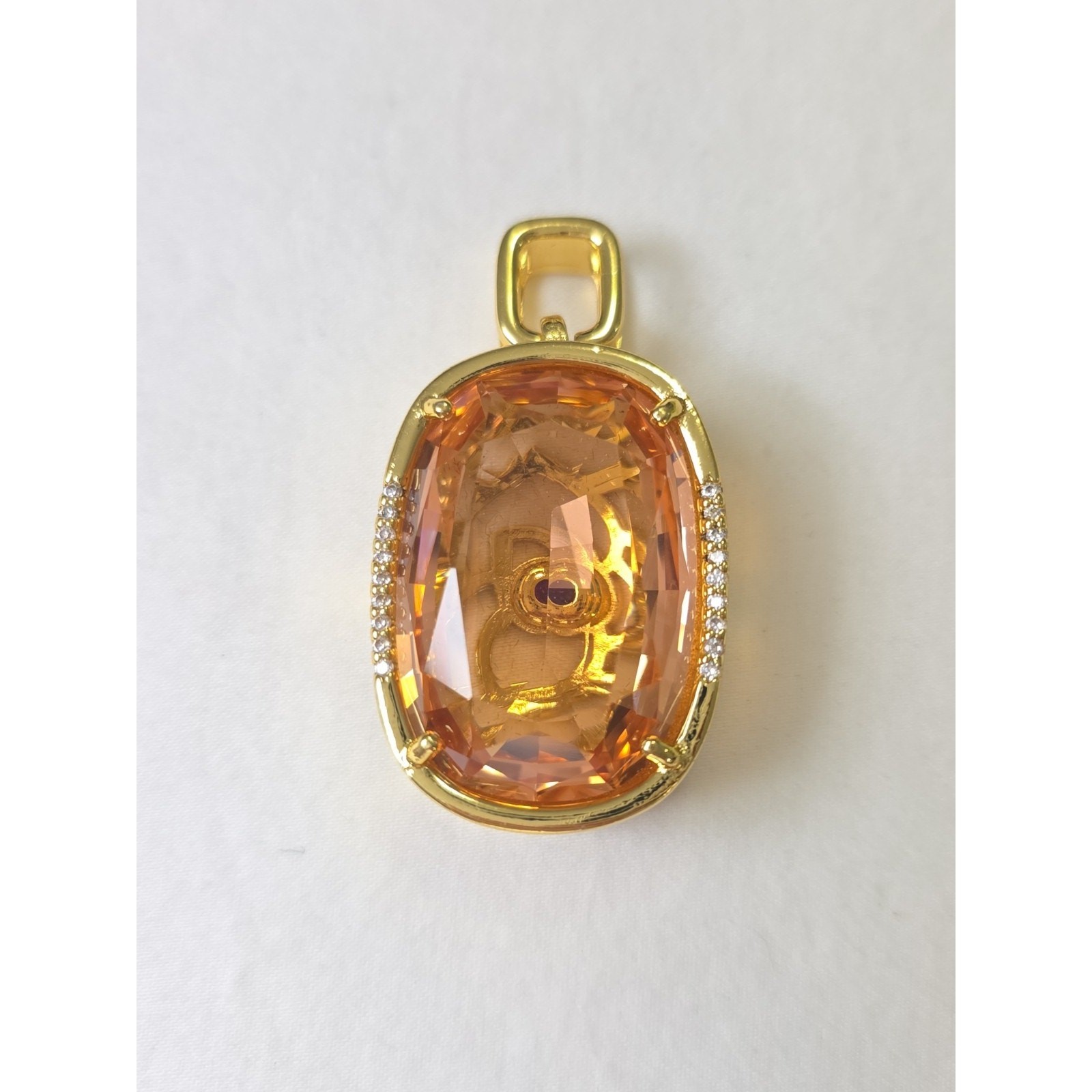 Large Light & Dark Pink Statement Pendant Reversible Floral Filigree Gold Tone
