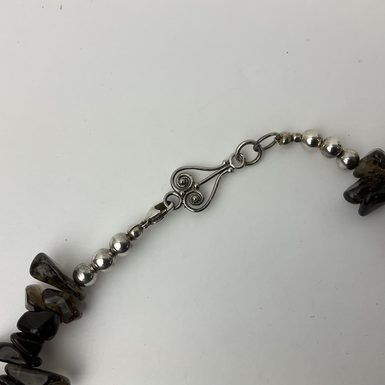 Artisan Obsidian Tree of Life Sterling Wrapped Pendant Smokey Quartz Necklace