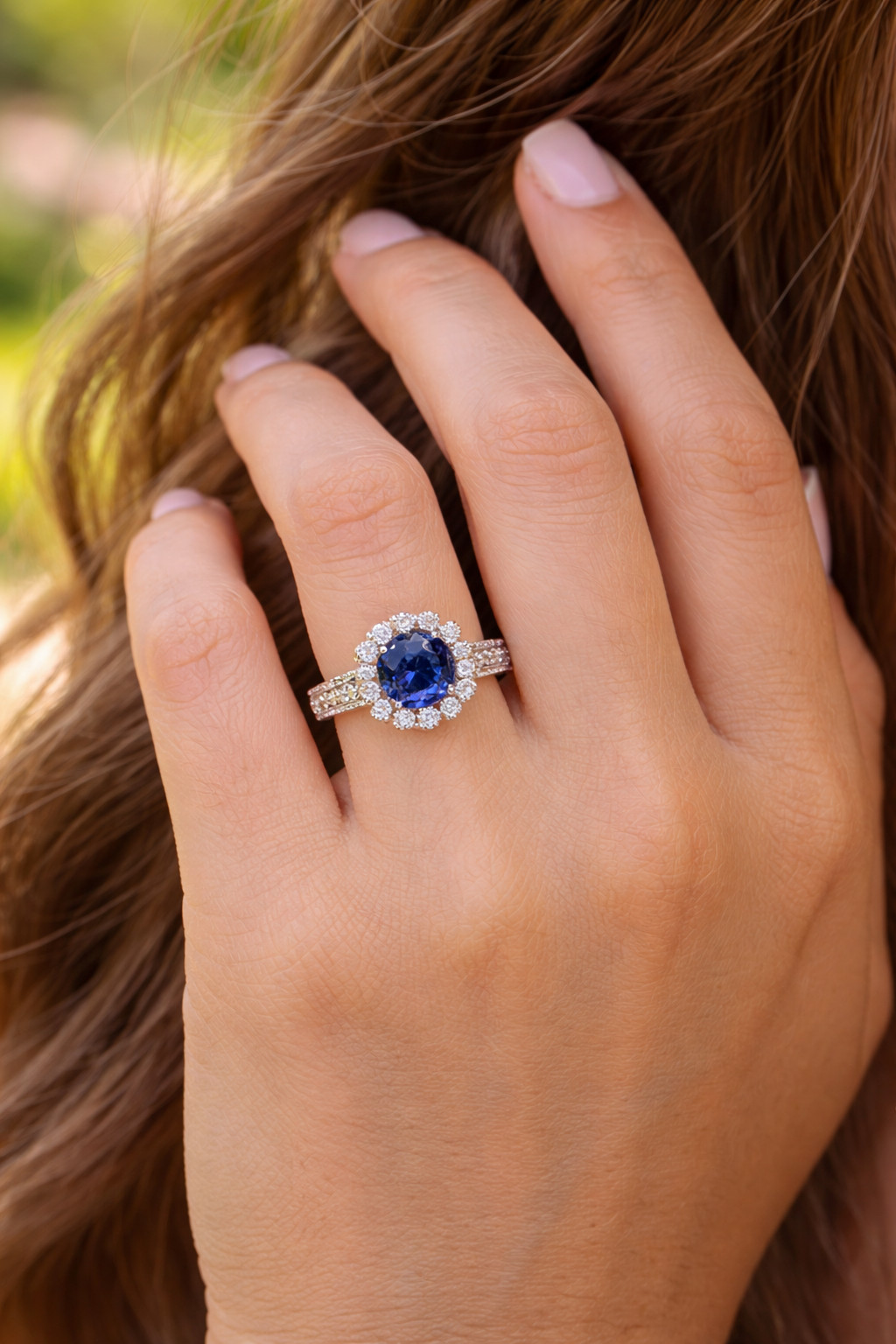 2.80 Ct Round Cut Natural Sapphire & Diamond Wedding Gift Ring 14K White Gold 6