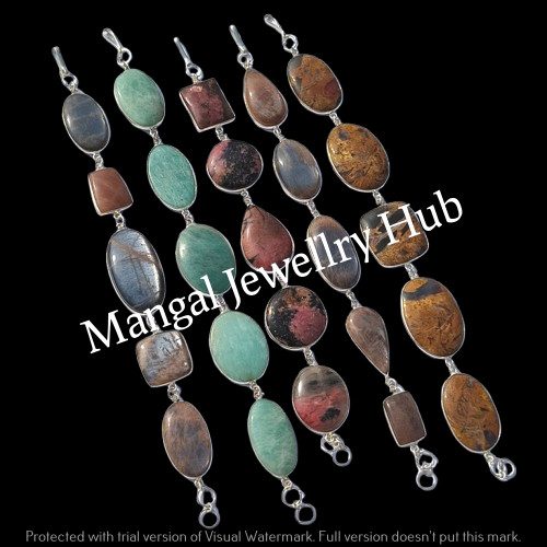 Lot! Labradorite & Mix Gemstone Bracelets 925 Sterling Silver Plated Jewellery