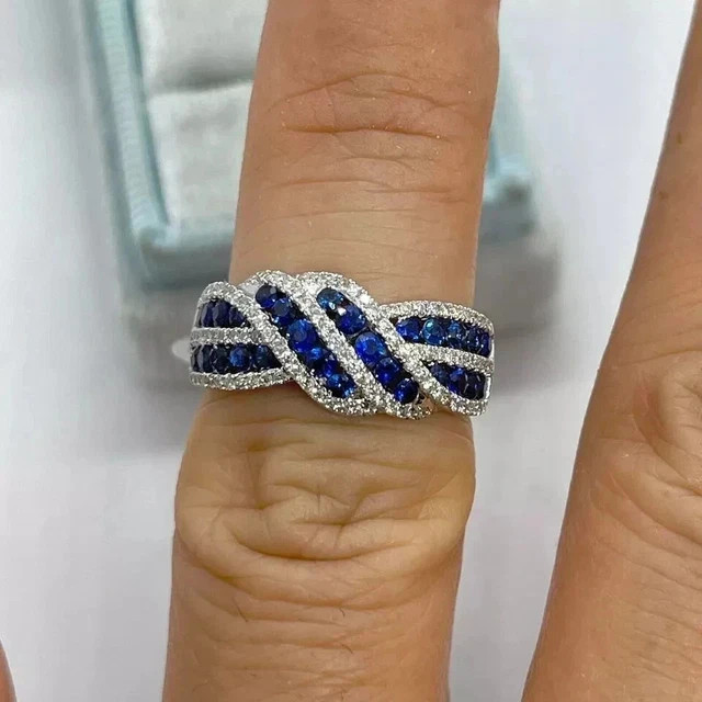 2.30Ct Round Cut Lab-Created Sapphire Engagement Ring 14K White Gold Plated