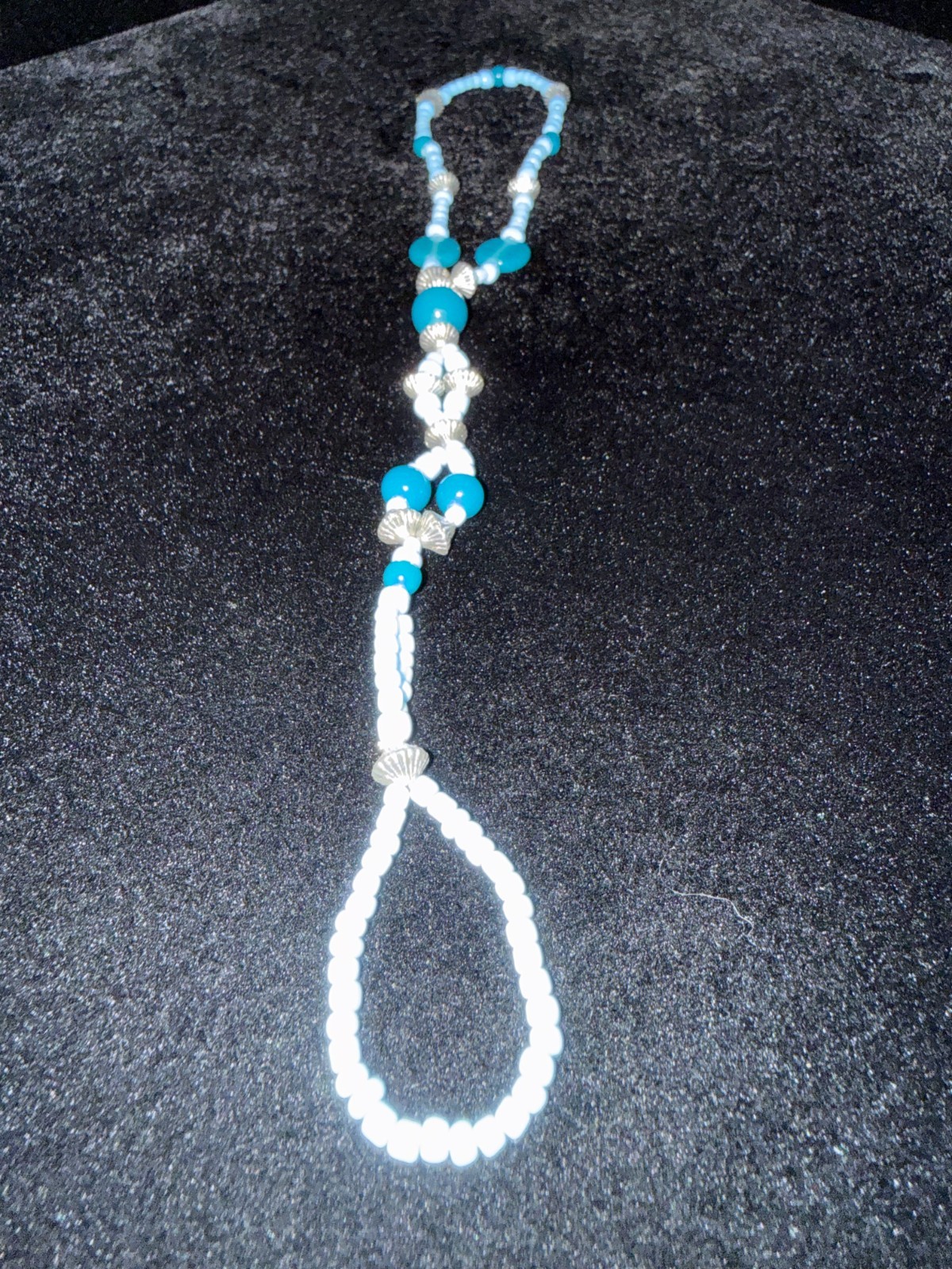Blue and White Toe Ring and connected anklet SEE VIDEO