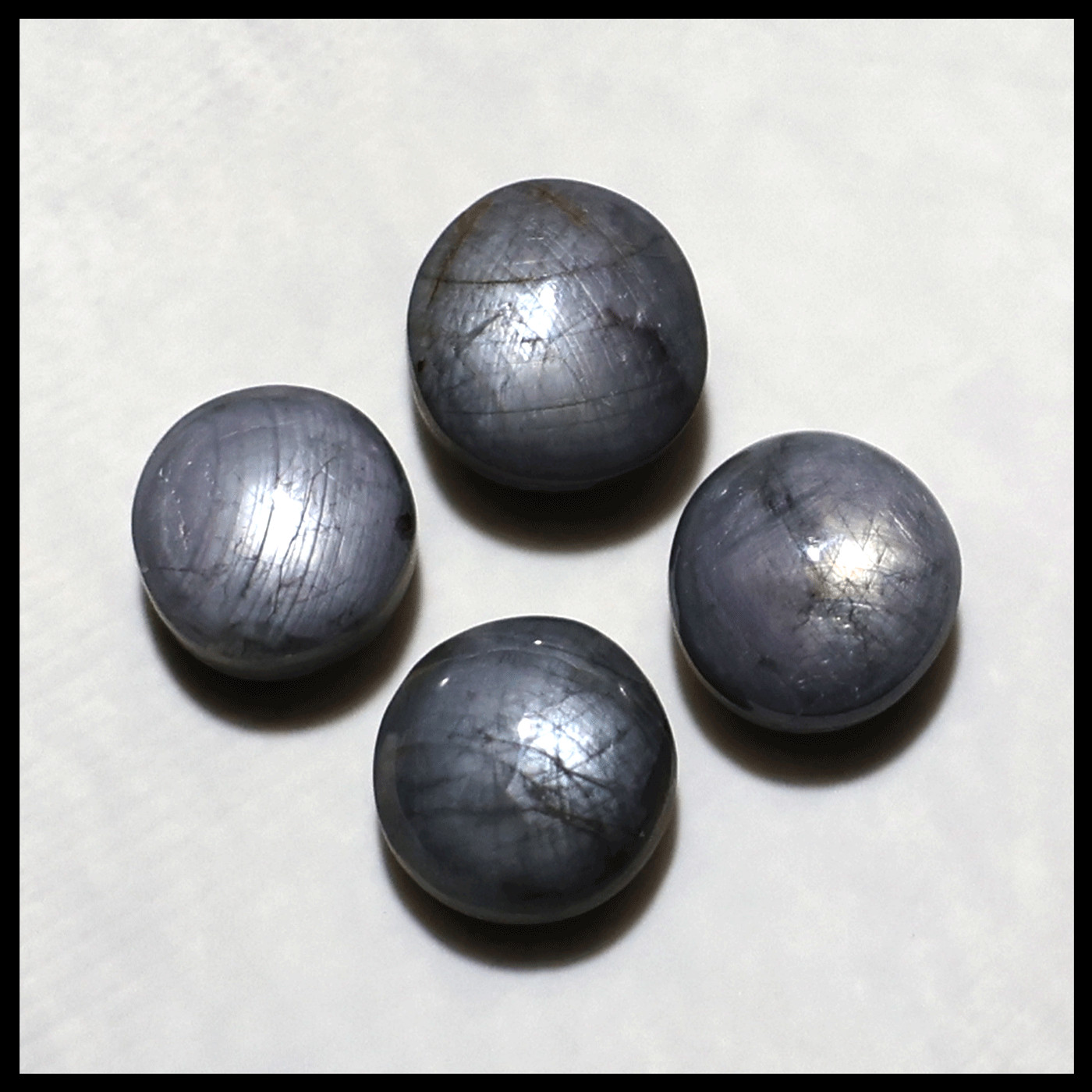 Celestial Spark~ 4 PC Natural White Star Sapphire 10.6mm-12mm Rare Cabochons Lot