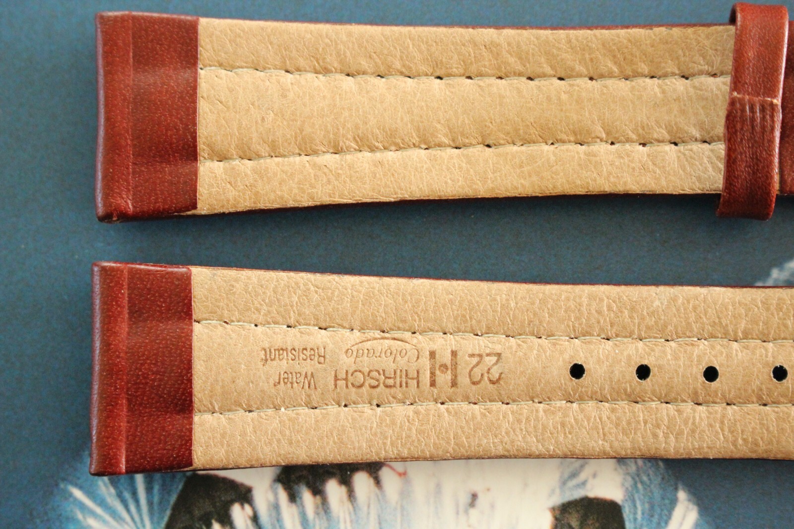 NOS 22-18 BROWN WAX CALF TONGUE BUCKLE WATCH BAND WATCHBAND STRAP FOR BREITLING
