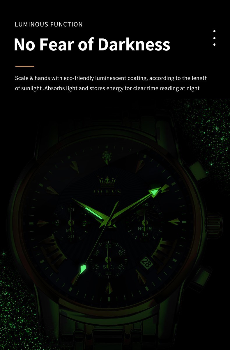 OLEVS 2892 Luminous Multifunctional Male Gift Top Quality Casual Quartz Watch