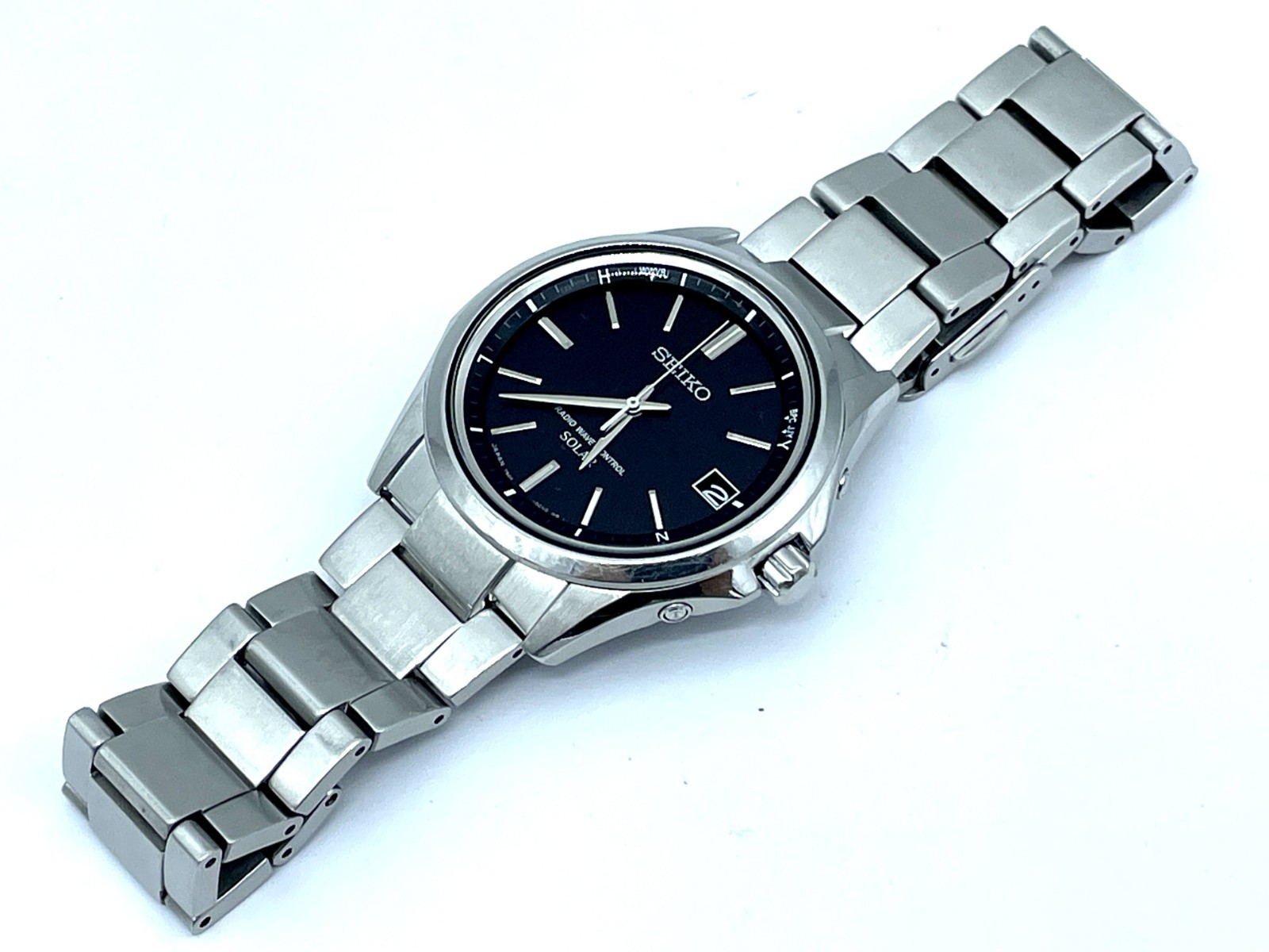 SEIKO Radio Wave Control Solar Men’s Watch Band size 6.7in Black Dial 7B24-0BN0