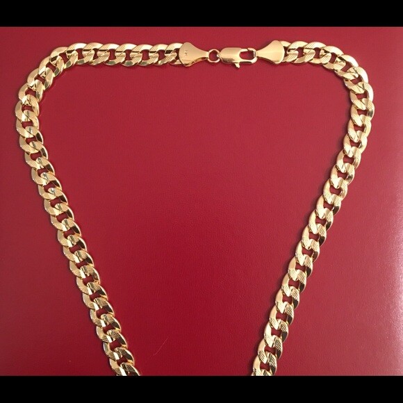 Hip Hop Rapper’s 10mm 30” 14K Stamped Gold Plated Brass Cuban Chain Necklace