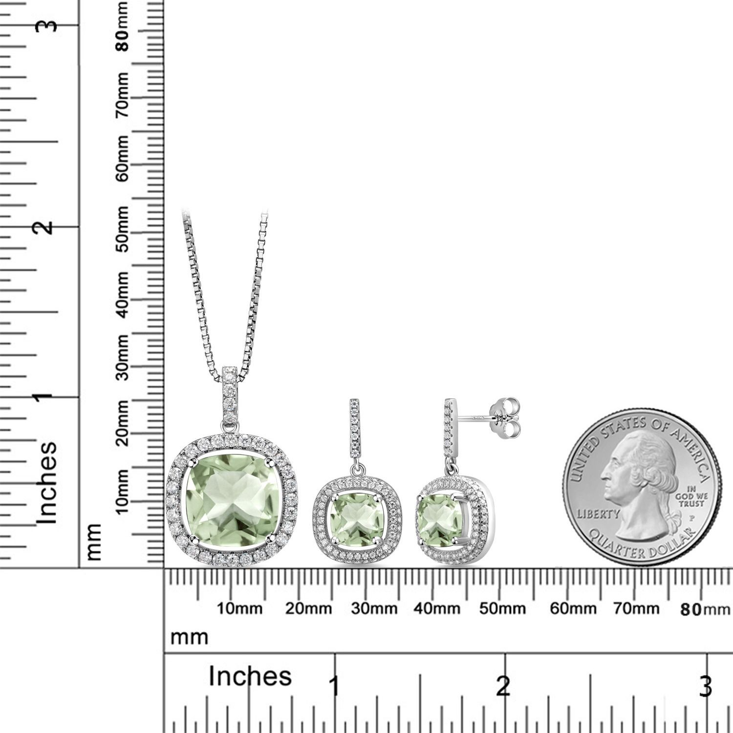 13-20 Cttw Halo Pendant Necklace and Dangle Earrings Set For Women | 925
