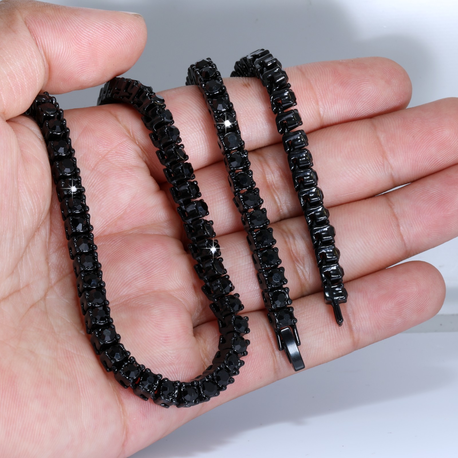 Tennis Chain Diamond Simulated Black Iced Necklace Boys, Men’s & Women Fashion