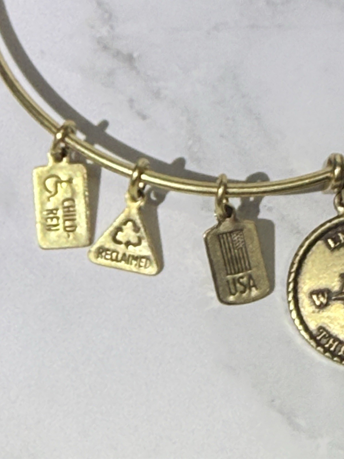 Wind + Fire Enjoy The Journey Expandable Eco Charm Bangle Bracelet Gold-Tone USA