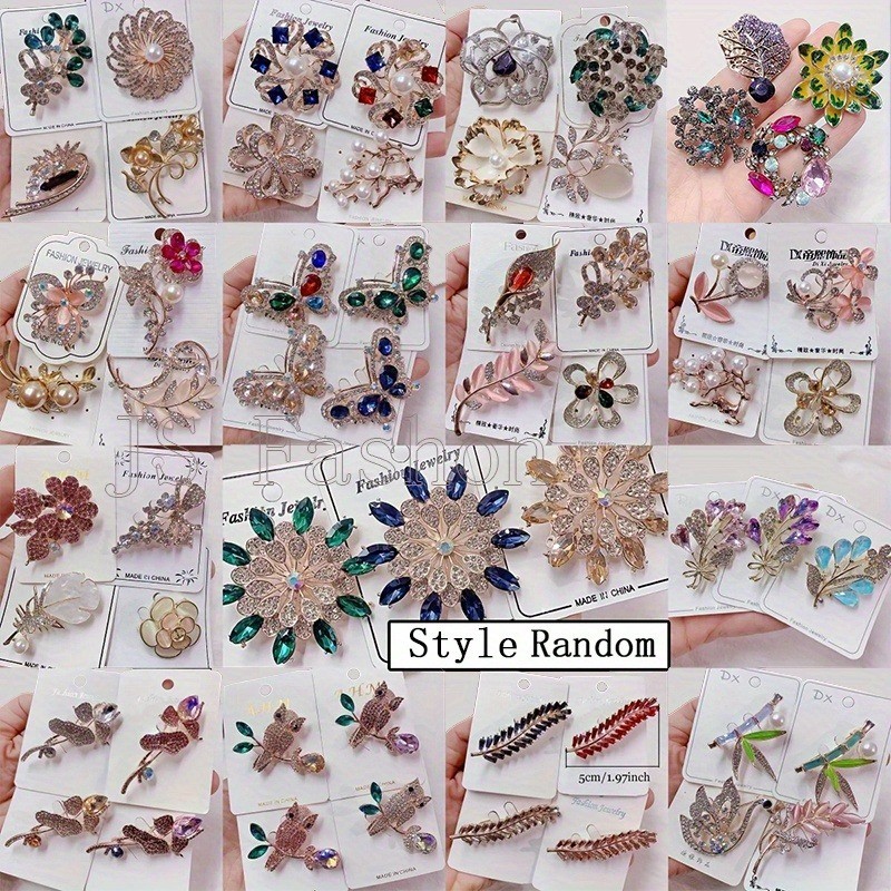 10/20 PCS Mixed Elegant Vintage Colorful Rhinestone Brooch Fashion Jewelry Gift