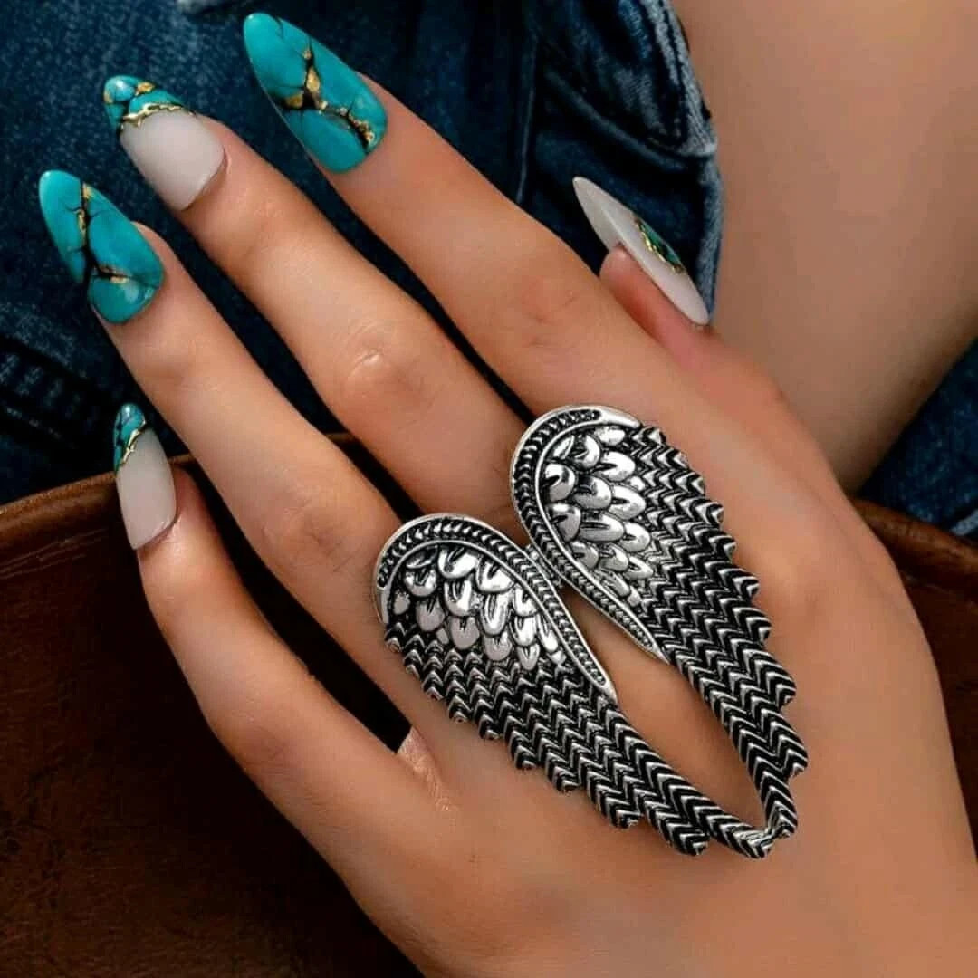 925 Sterling Silver Angel Wings Wedding Engagement Open Ring One Size Fit All