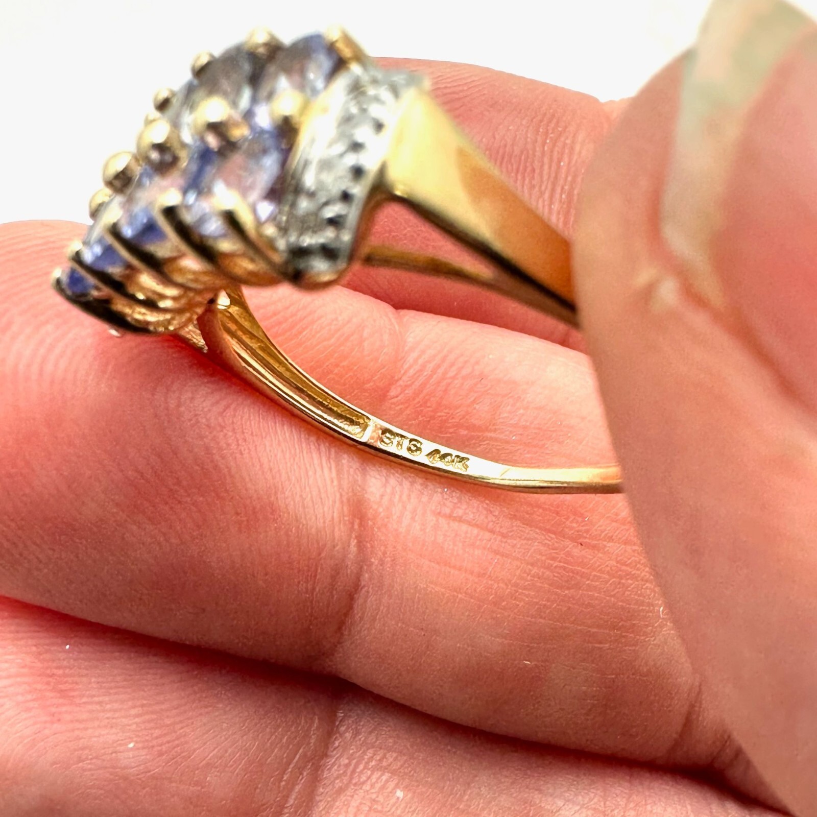 Womens Ring 14K Gold Tanzanite Diamond 3.2 Grams Size 8 Estate Jewelry