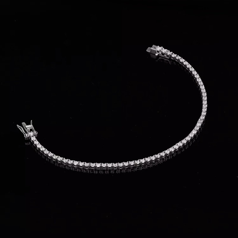 3mm D VVS Round Moissanite Tennis Chain Bracelet for Women 925 Sterling Silver