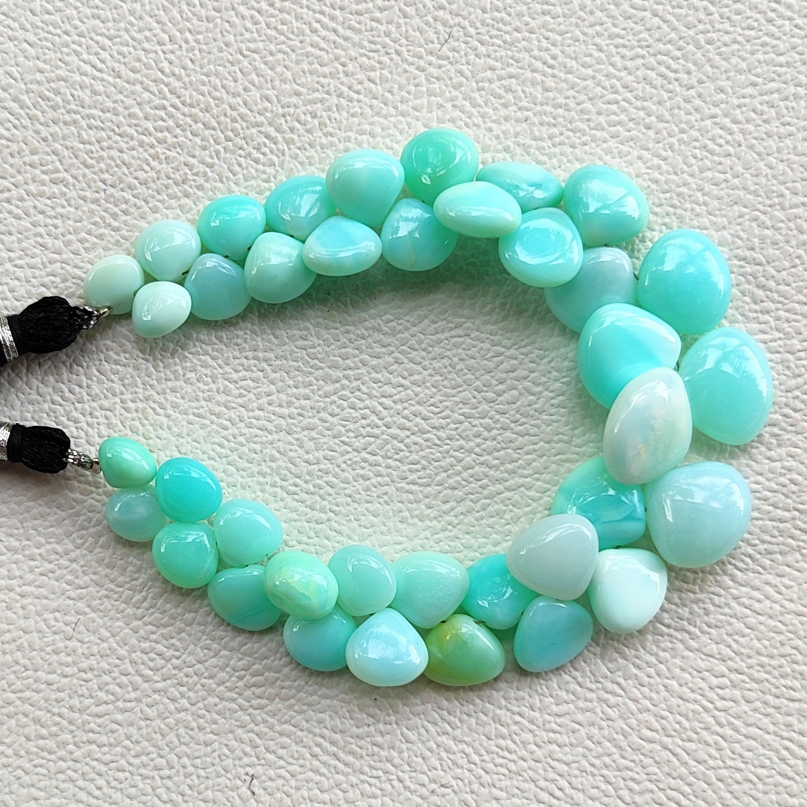 Peruvian Blue Opal Smooth Heart Beads 7-13mm Gemstone Beads 7″ Strand