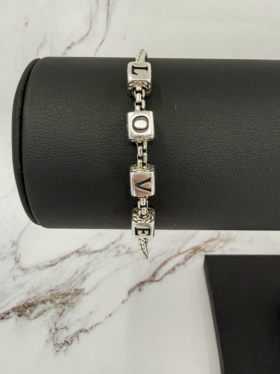 JAI John Hardy Sterling Silver 925 LOVE Block Bead Box Chain Bracelet 8″