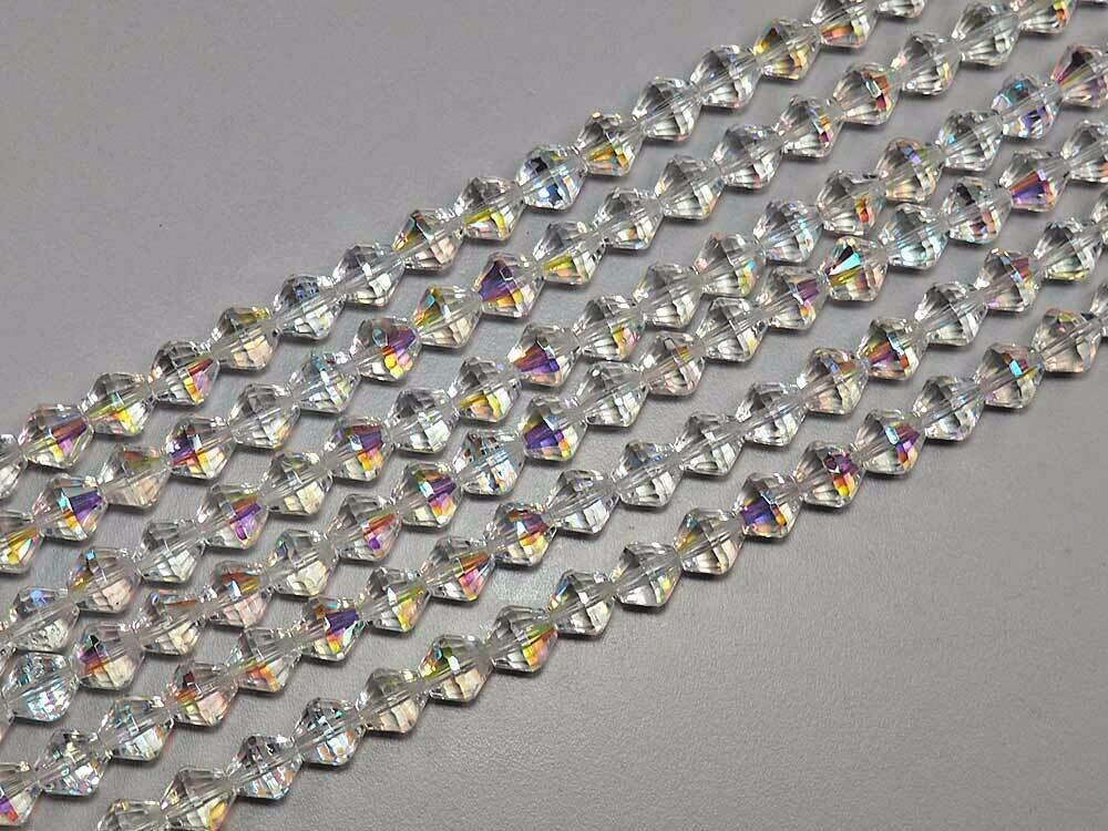 50 Czech Glass Bicone Shape Fire Polished Beads 8mm Crystal AB coated, P783