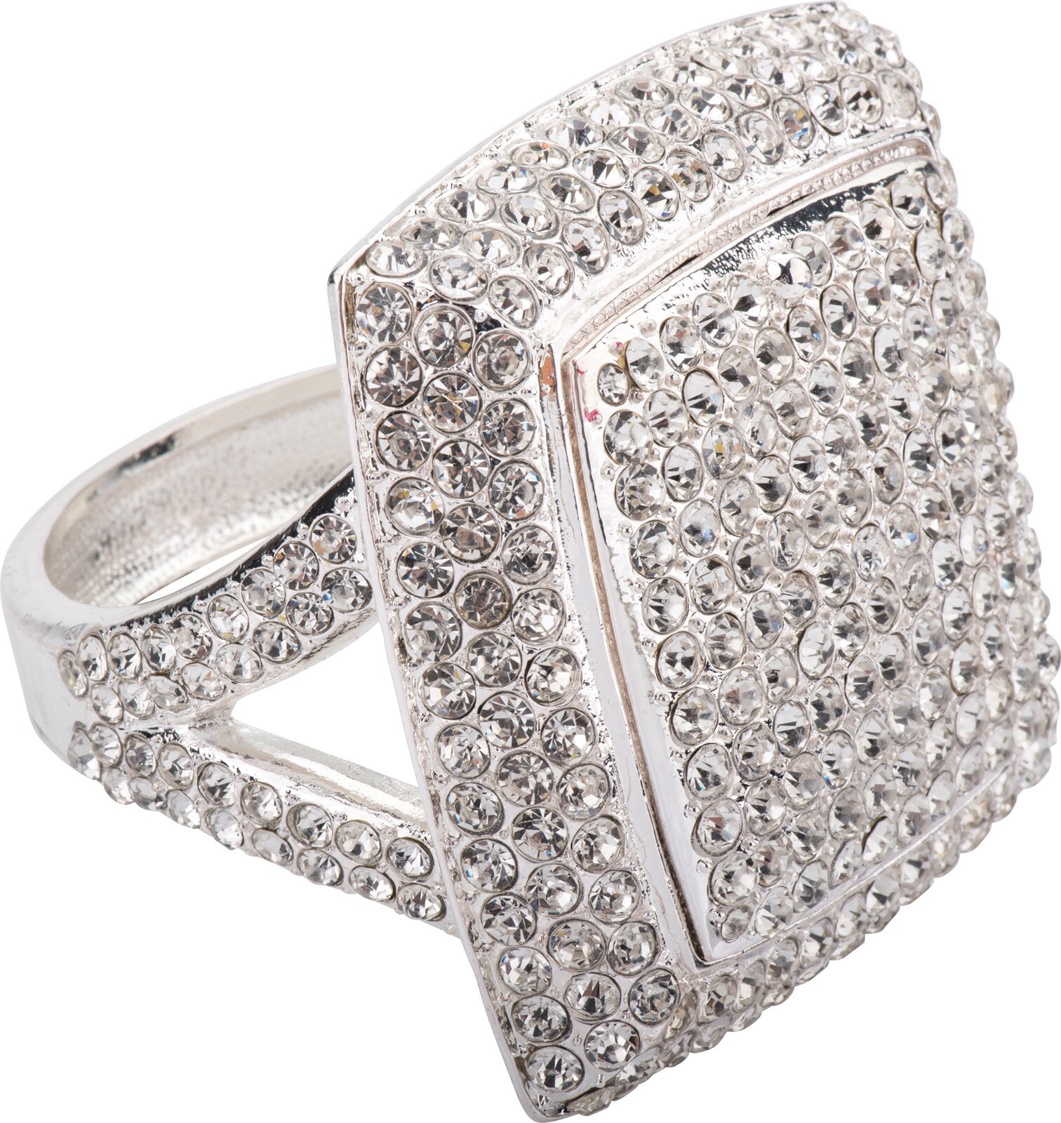 Big Bling Ring Box 2 Piece Set Gold & Silver ALL METAL Swarovski Style Crystals