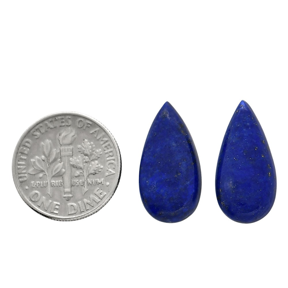 Natural Lapis Lazuli Pair 10x20x4.7 mm Pear Shape Polished Gemstone LS74-04527
