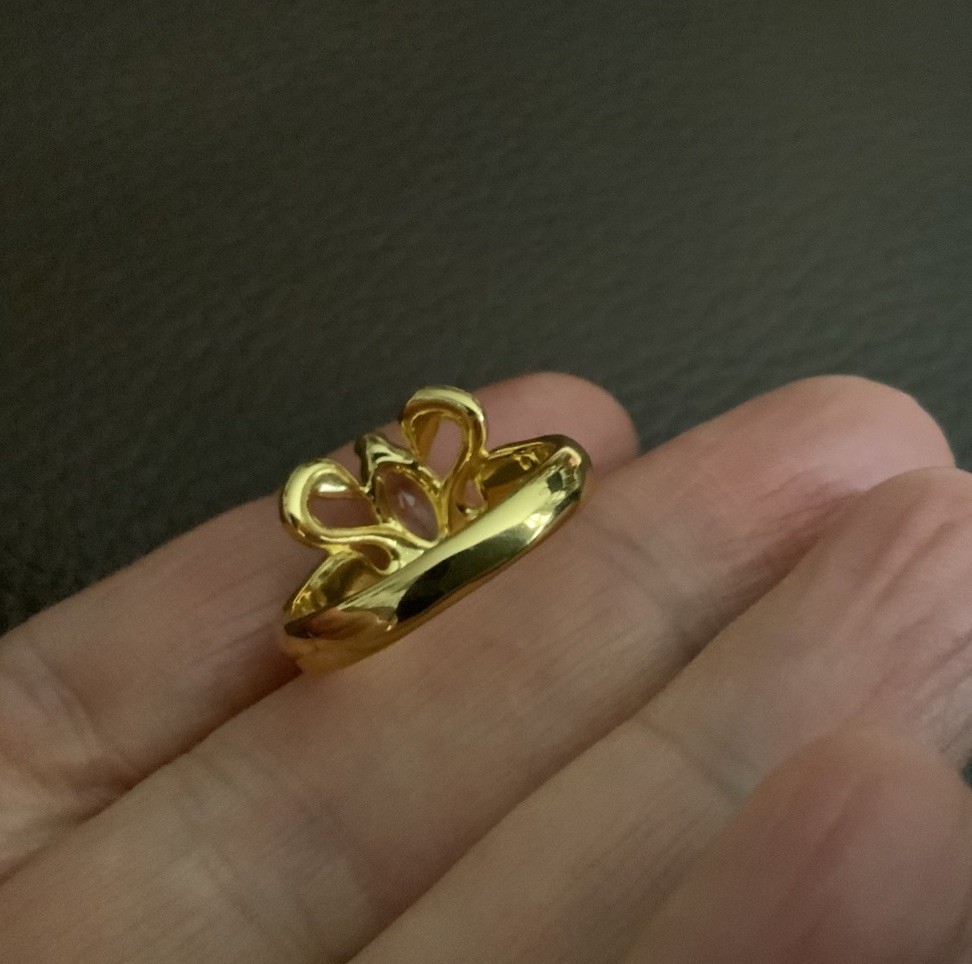 Avon Bird Ring Swan Gold Crystal Sz 7 Love VTG Lovebirds Marquise CZ Boho Retro