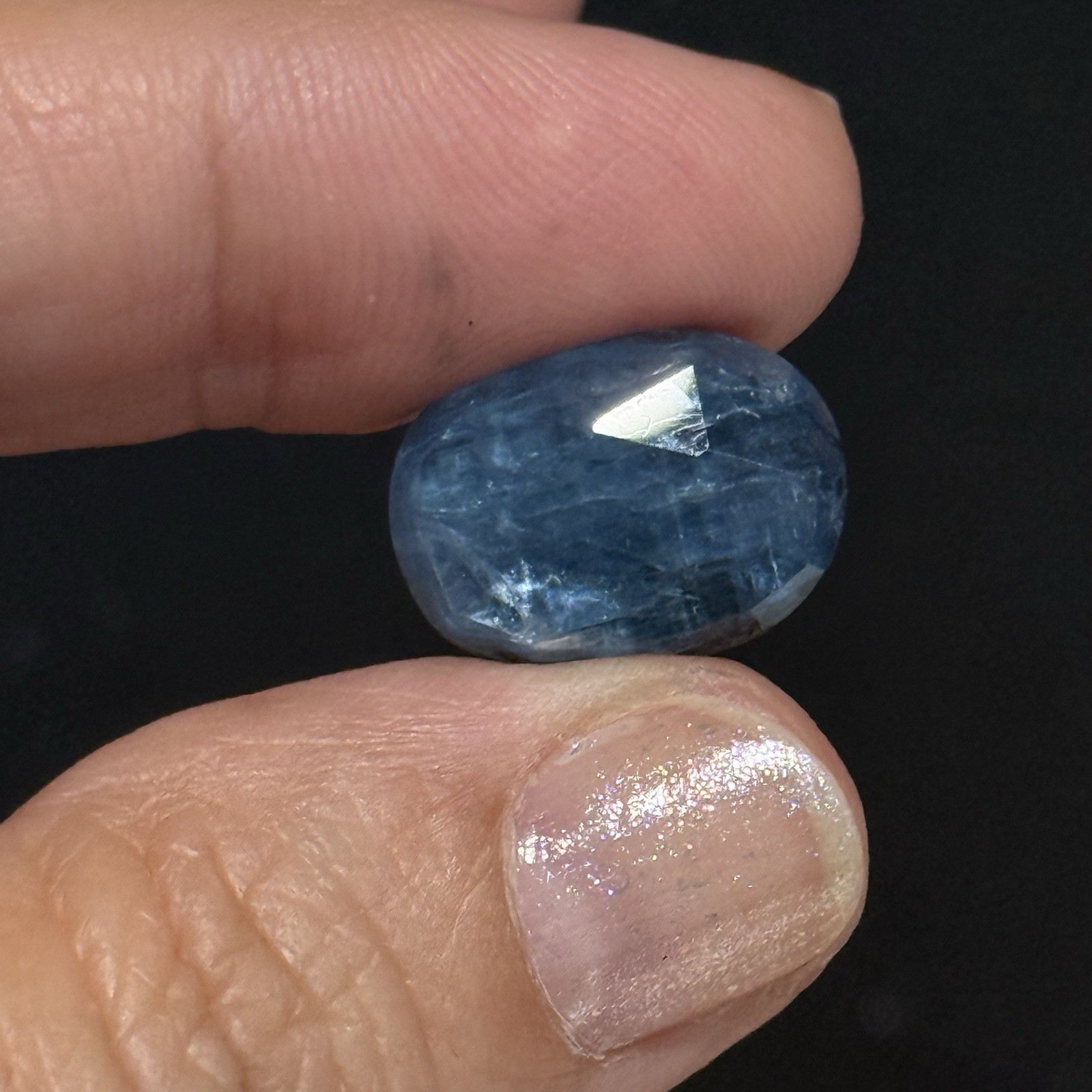 12.1ct 16.4×12.2×5.6mm Fine Blue Faceted Kyanite Oval Cabochon Loose Gem