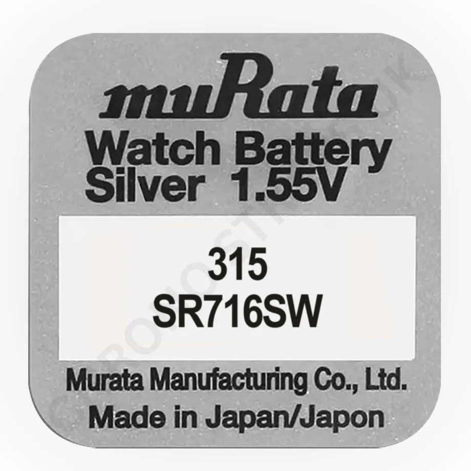 Murata 315 / SR716SW Silver Oxide Watch Battery