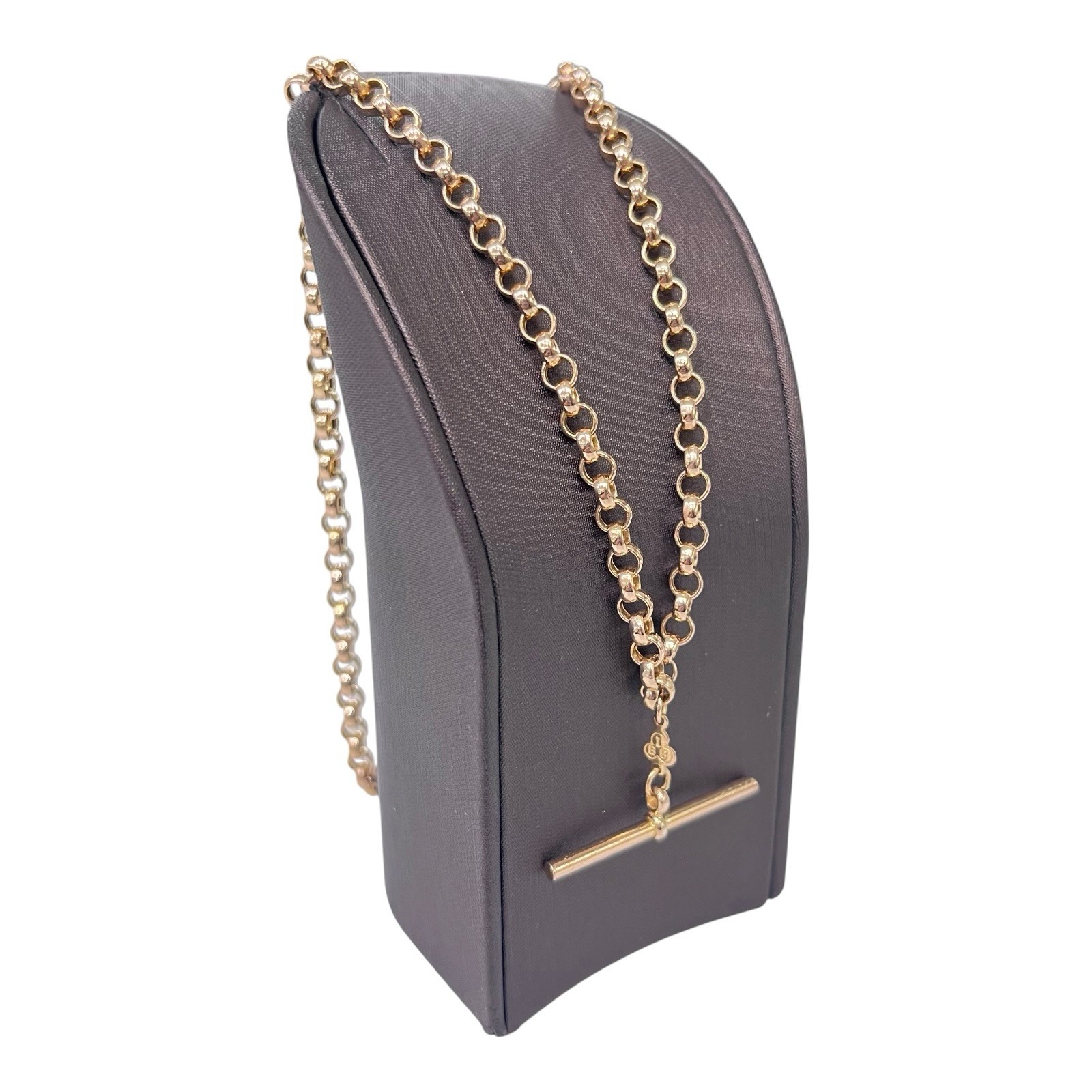 9ct 9k Yellow Gold Round Belcher Chain Necklace Albert Tbar 11.44 Grams 46cm New