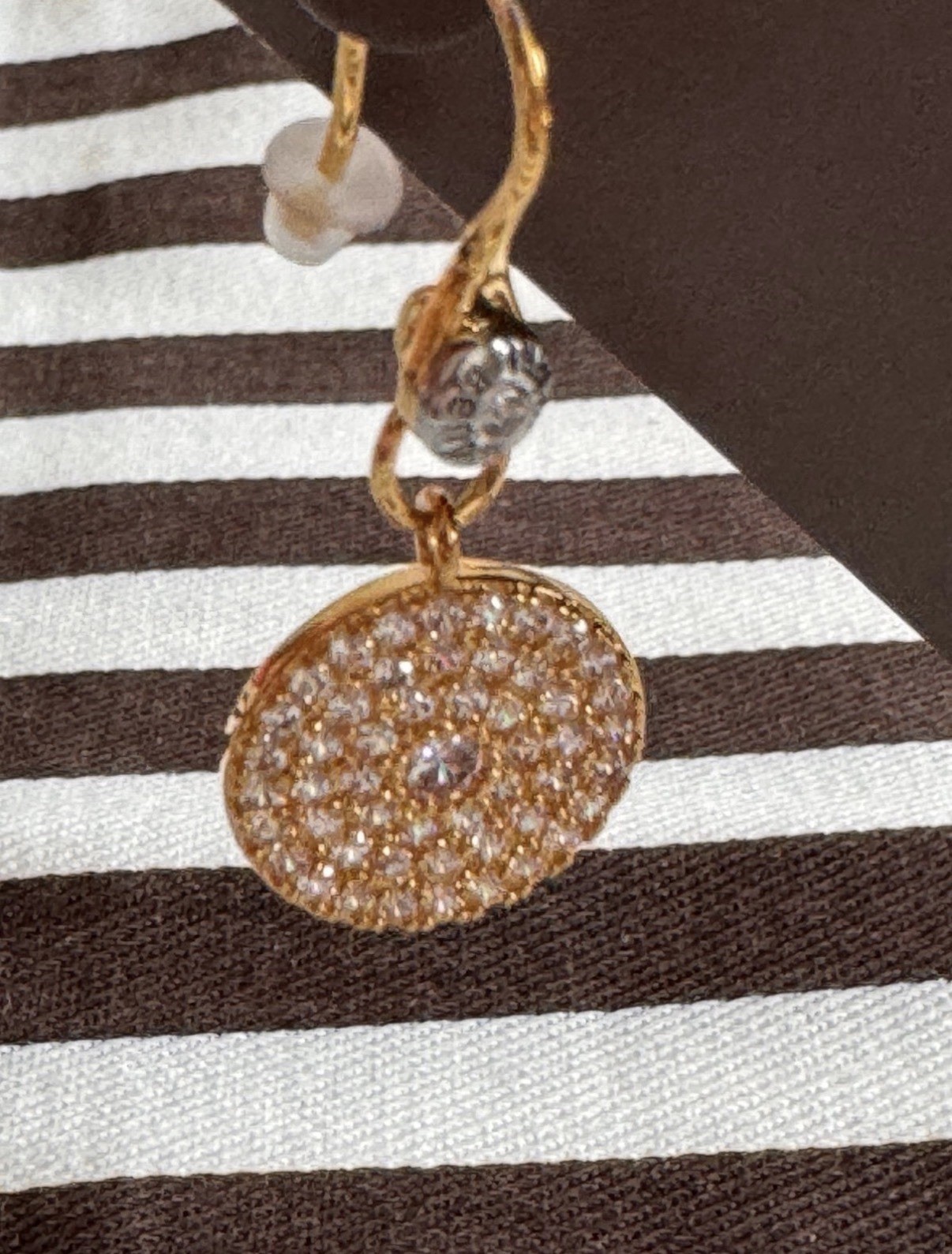 Henri Bendel Pave Disc Drop Earrings. New! In Yellow gold & Silver Color!